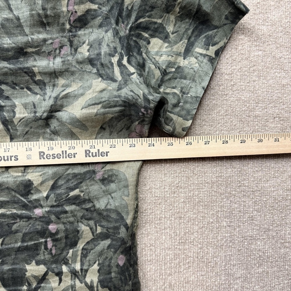 The Men's Store Bloomingdale's Linen Shirt Large Green Tropical Palm Leaf SS - Picture 4 of 5